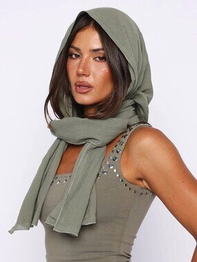 White Fox Coming Up Scarf Cactus